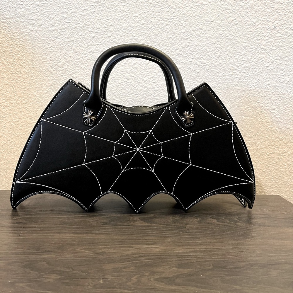 Unique Vintage Black Bat Webbed Handbag
